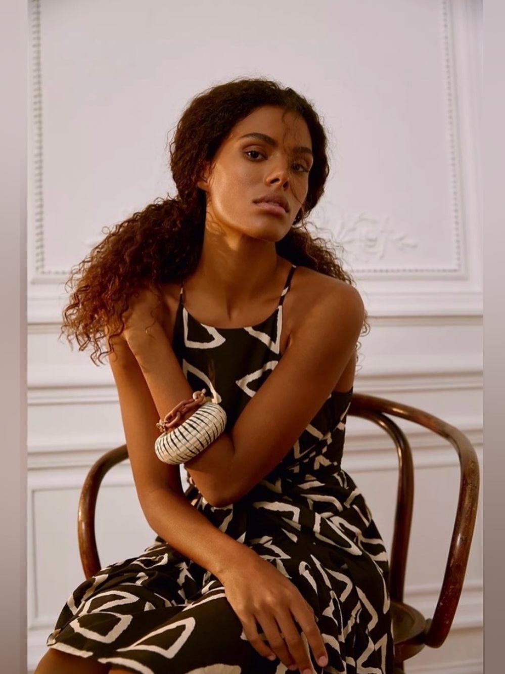 Corey Lynn Calter Keyanna Maxi Dress, black/white geometric triangles. Size S - Picture 5 of 9